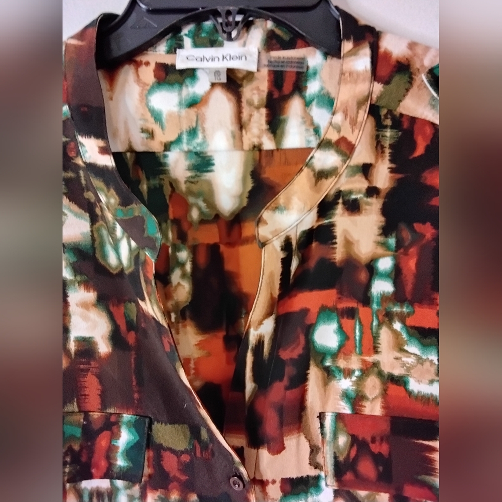 Calvin Klein Collection Multicolor Abstract Blouse - Picture 4 of 10